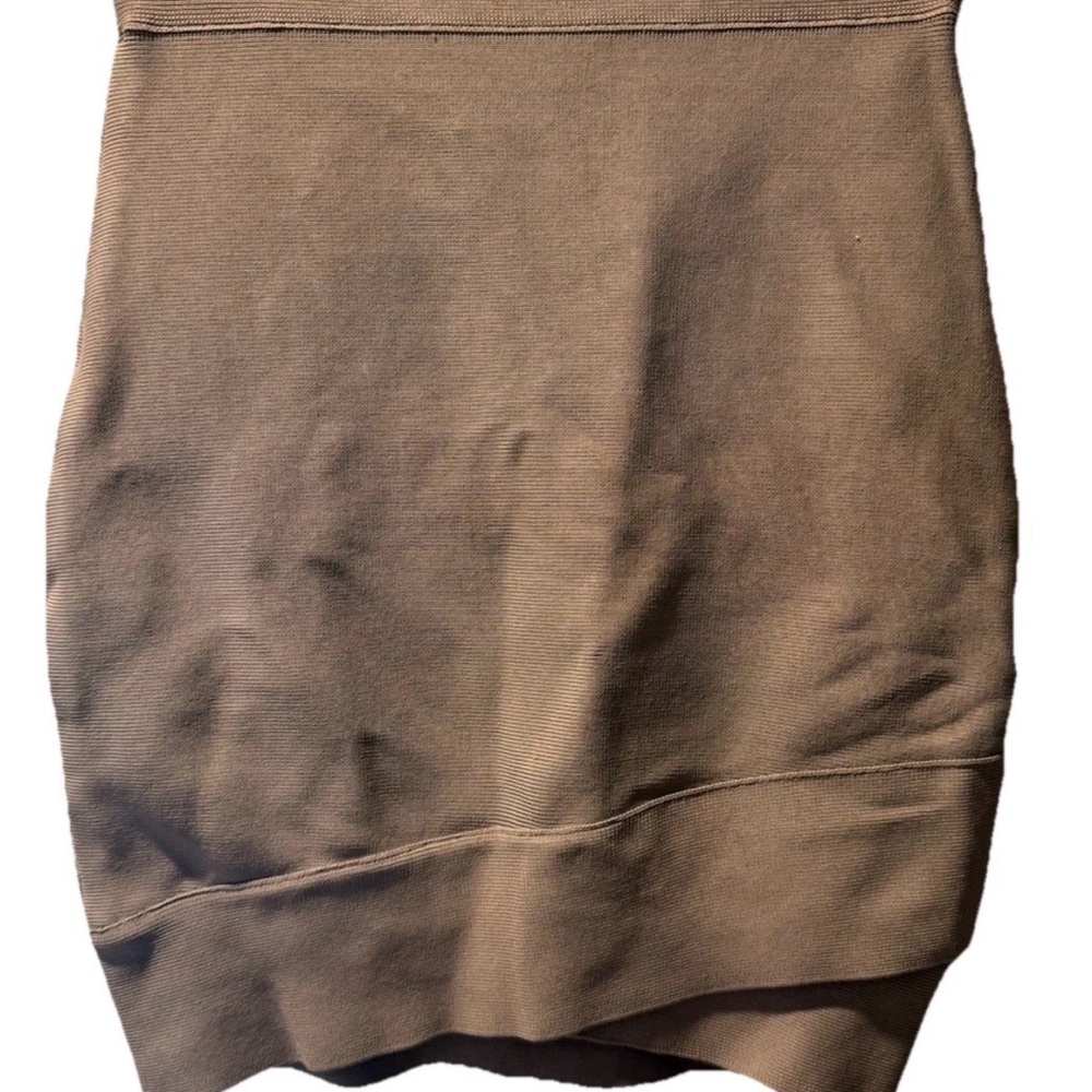 BCBGMaxAzria Brown Knit Pencil Skirt HIGH RISE BODYCON BANDAGE SAND TAUPE SZ S